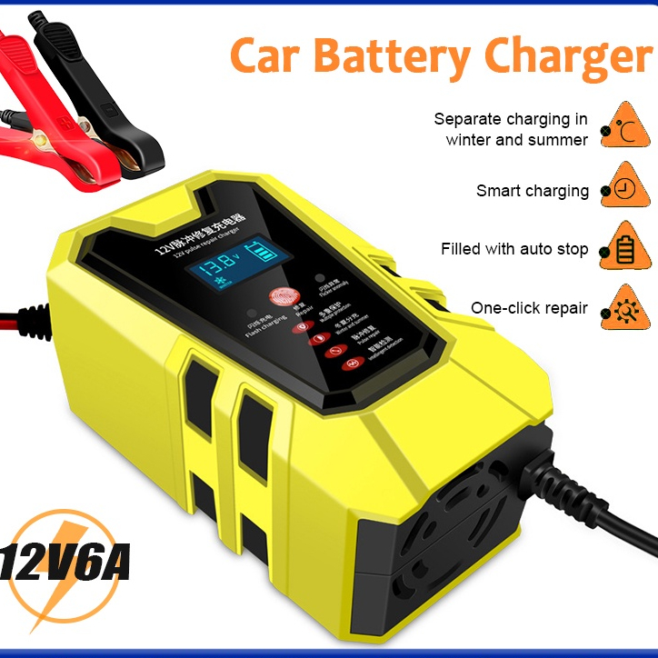 CHARGER AKI 𝟔𝐀 𝟏𝟐𝐕 MOTOR MOBIL ALAT CAS AKI MOTOR MOBIL 12V 6A PORTABLE FASTER / 𝐂𝐡𝐚𝐫𝐠𝐞𝐫 𝐀𝐤𝐢 𝟔𝐀 𝟏𝟐𝐕 