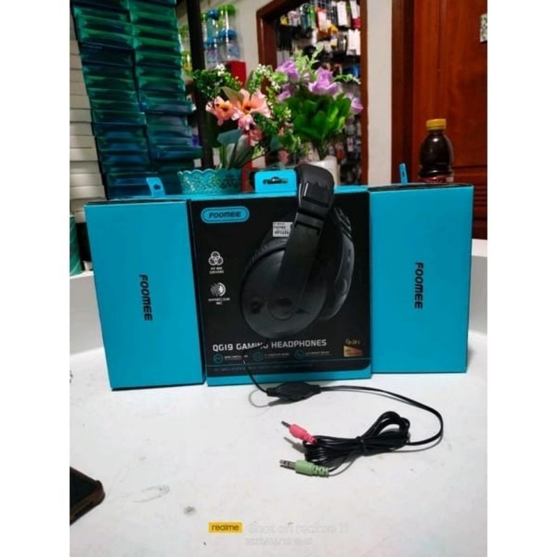 FOOMEE⚡HEADSET Headphones QG19 GAMING BLACK