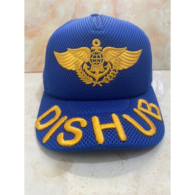 Topi Dishub Bahan Dobel mess Biru//hitam