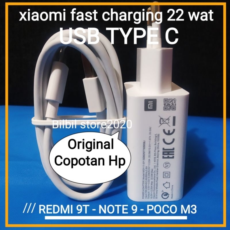 CHARGER XiAOMi BAWAAN HP ORiGiNAL 100% POCO M3 ,REDMi 9, REDMi 10, NOTE 9 , NOTE 9T - REDMi 12 ASLi 