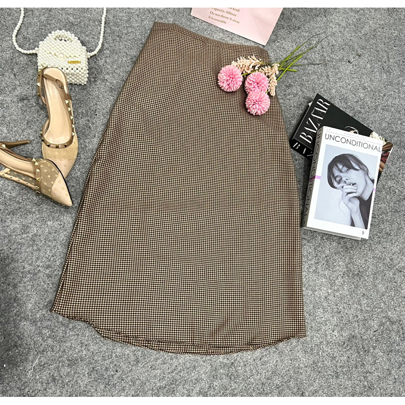 Cherry_ Skirt korean style vintage | rok kotak wanita | rok panjang wanita