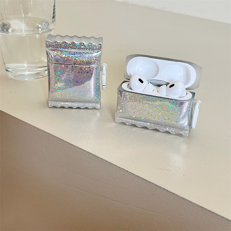 Shimmer Hologram Silver Glitter Softcase for Airpods 1 2 Pro 3 Case Airpods Inpods TWS Lucu