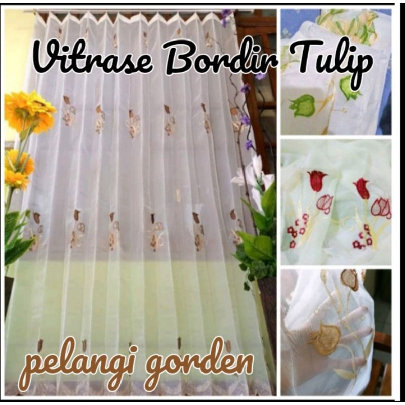 Vitrase gorden motif tulip/vitrase gorden bordir import