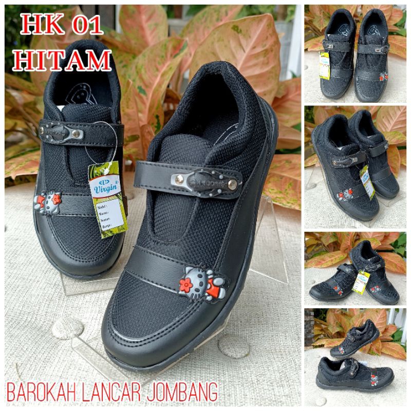 SEPATU ANAK TK HELLO KITTY HITAM VIRGIN HK 01 HITAM