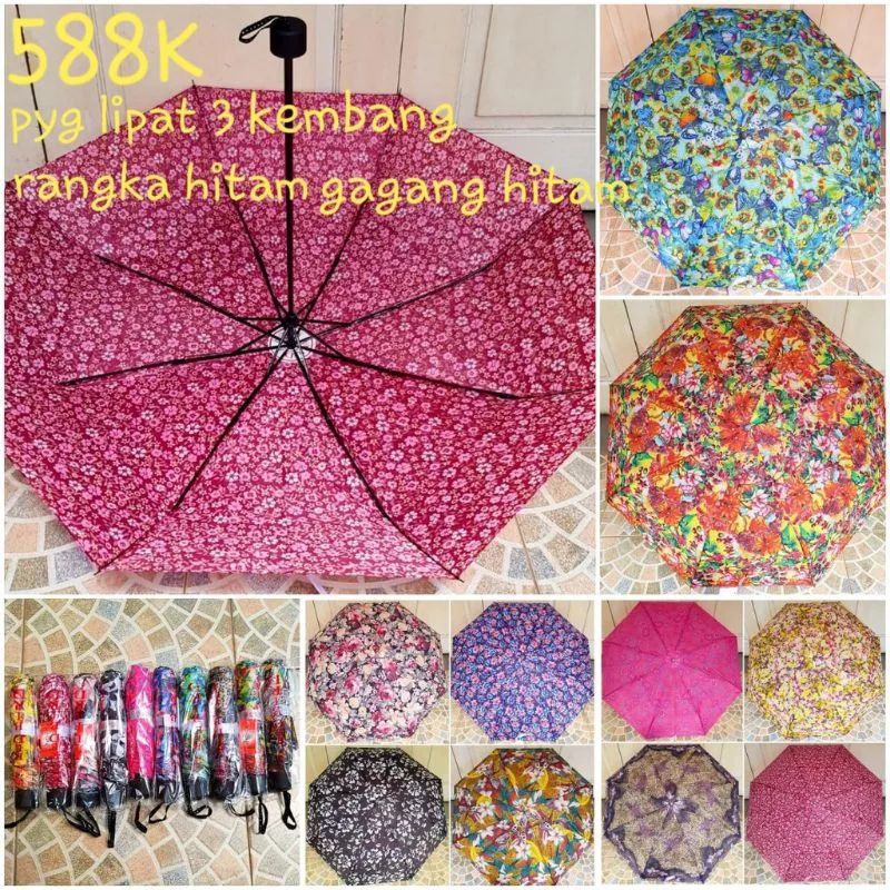 payung lipat MOTIF KEMBANG / PAYUNG MURAH PROMO