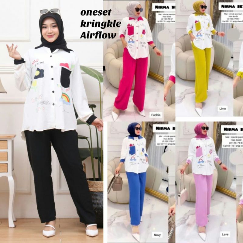 Setelan Oneset Airflow Crinkle