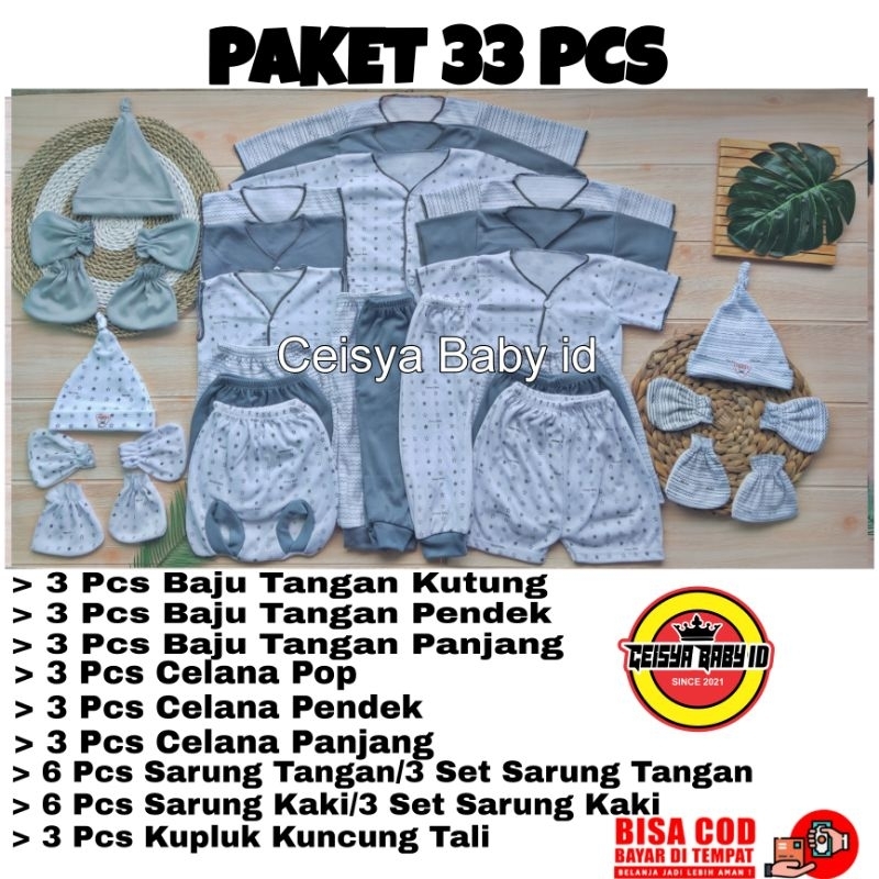 Paket Kumplit Perlengkapan Bayi Baru Lahir 0-3 Bulan 33 Pcs