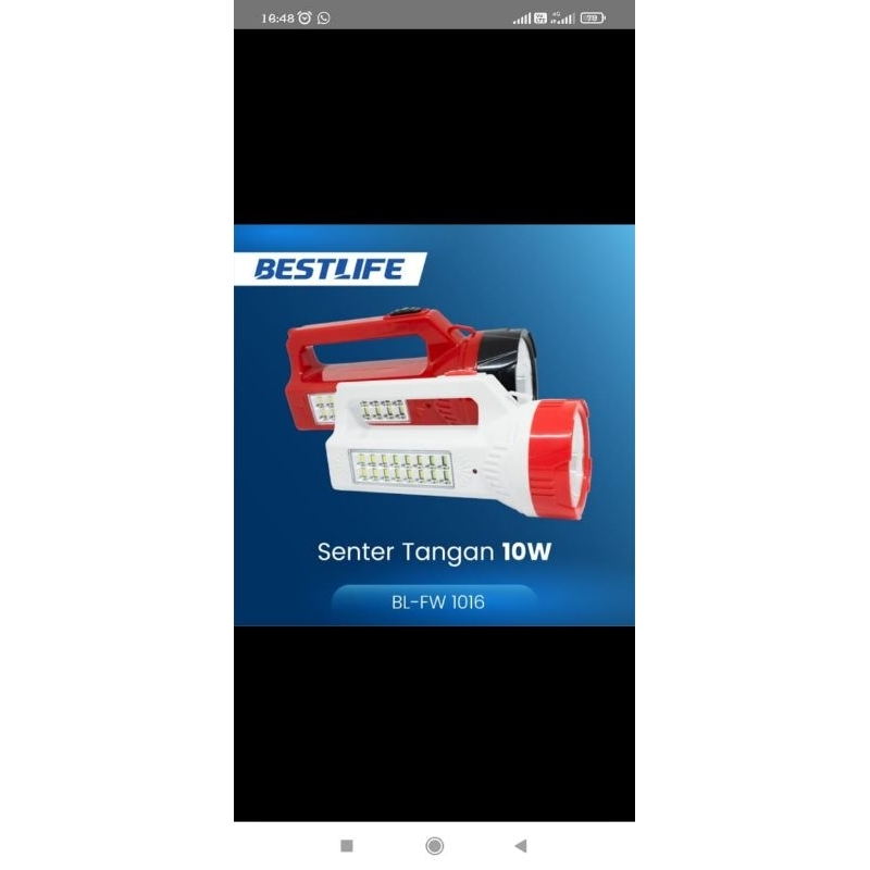 Senter led 10W BESTLIFE Senter cas + emergency samping