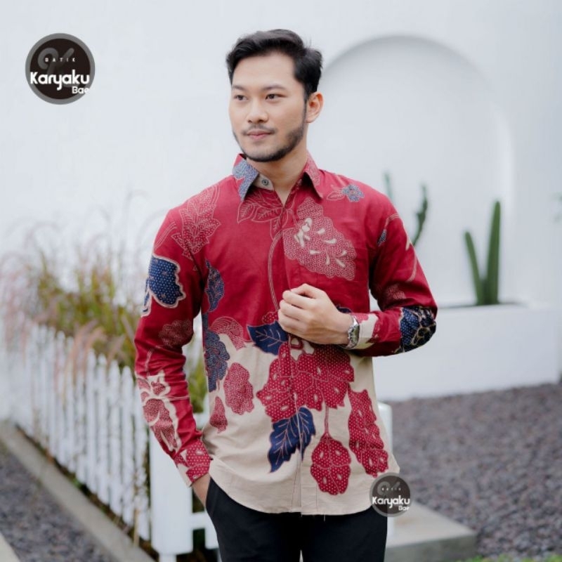 Kemeja pria Kemeja cowok terbaru 2023 batik ria lengan pendek batik pria modern lengan pendek