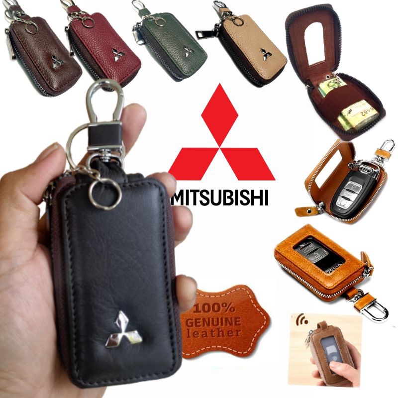 dompet kunci remote keyless dan stnk mitsubishi kulit asli original