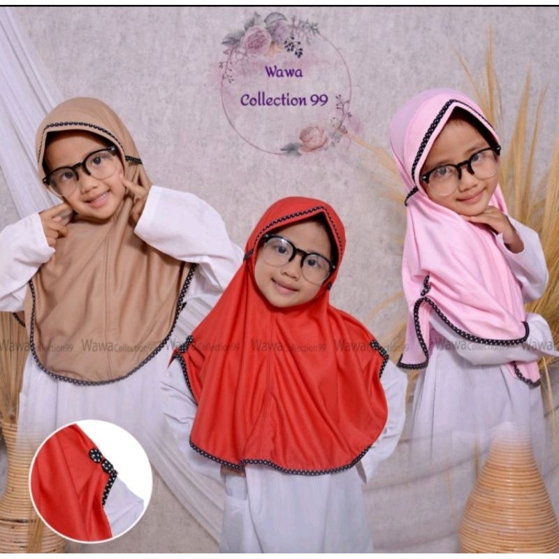 hijab anak perempuan motif polkadot ,hijab anak 3-6tahun