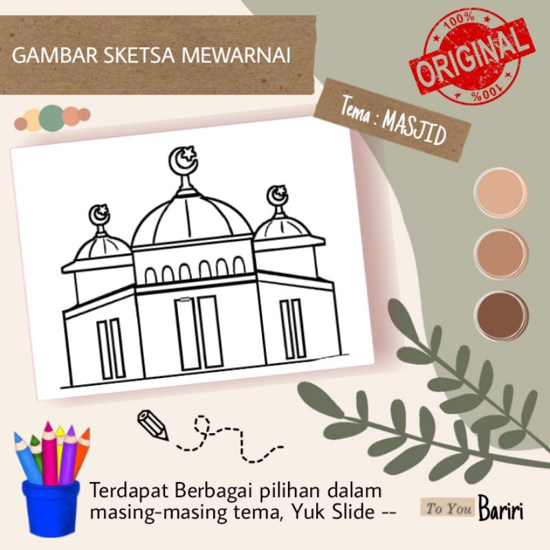 Gambar Sketsa Mewarnai | MASJID | Sketsa lukis | Sketsa Sablon
