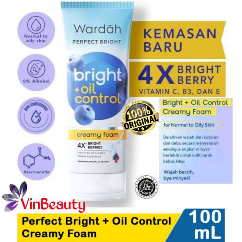 WARDAH PERFECT BRIGHT OIL CONTROL CREAMY FOAM 100 ML / FACE WASH WARDAH OILCONTROL