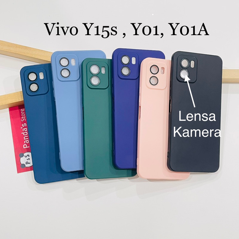 Case Vivo Y15s, Y01, Y01A Lenspro Makaron Full Color Softcase Pro Lensa