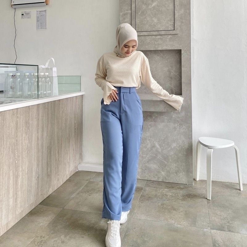 Rozel Pants - Celana Kulot Wanita Loose Pants Trousers - Celana Anti Kusut - Celana Kantor Formal / Casual