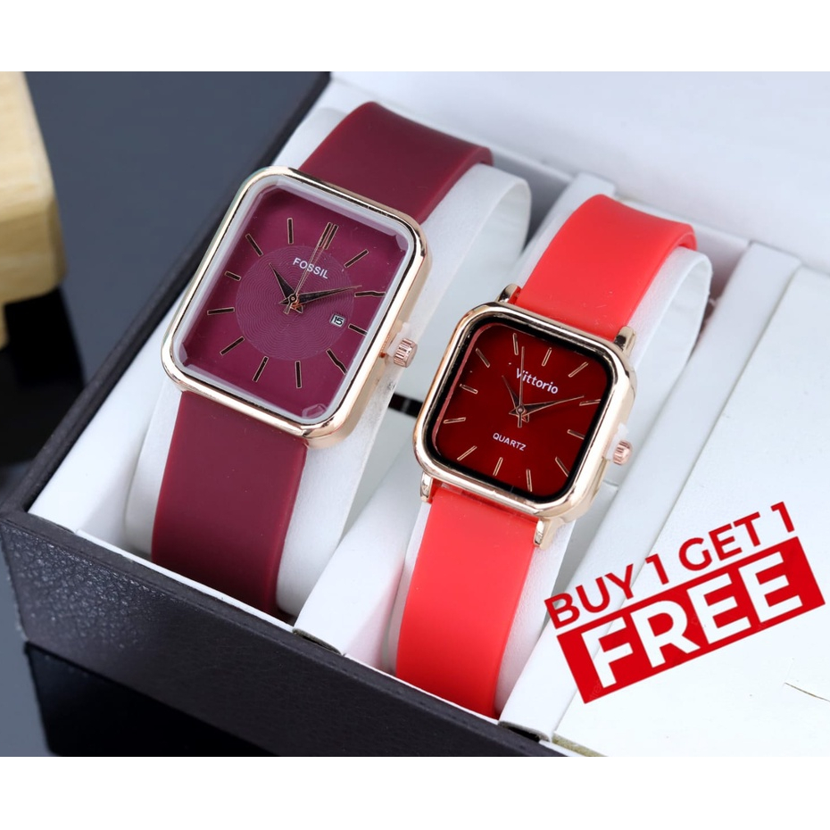 BISA COD✅JAM Tangan Wanita Buy 1 Get 1 Free + Free Batrai