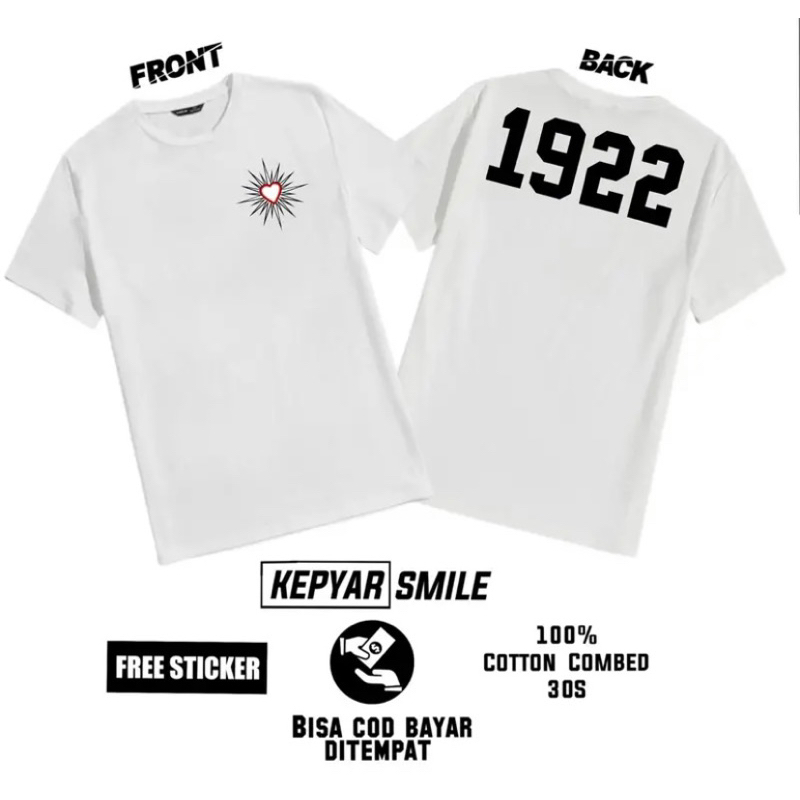 KAOS PSHT KEPYAR 1922 HATI BERSINAR PUTIH / KAOS PSHT 1922 PUTIH