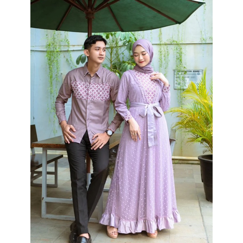 Revany ID - Set Couple Ayuma Lilac Sarimbit Batik Keluarga