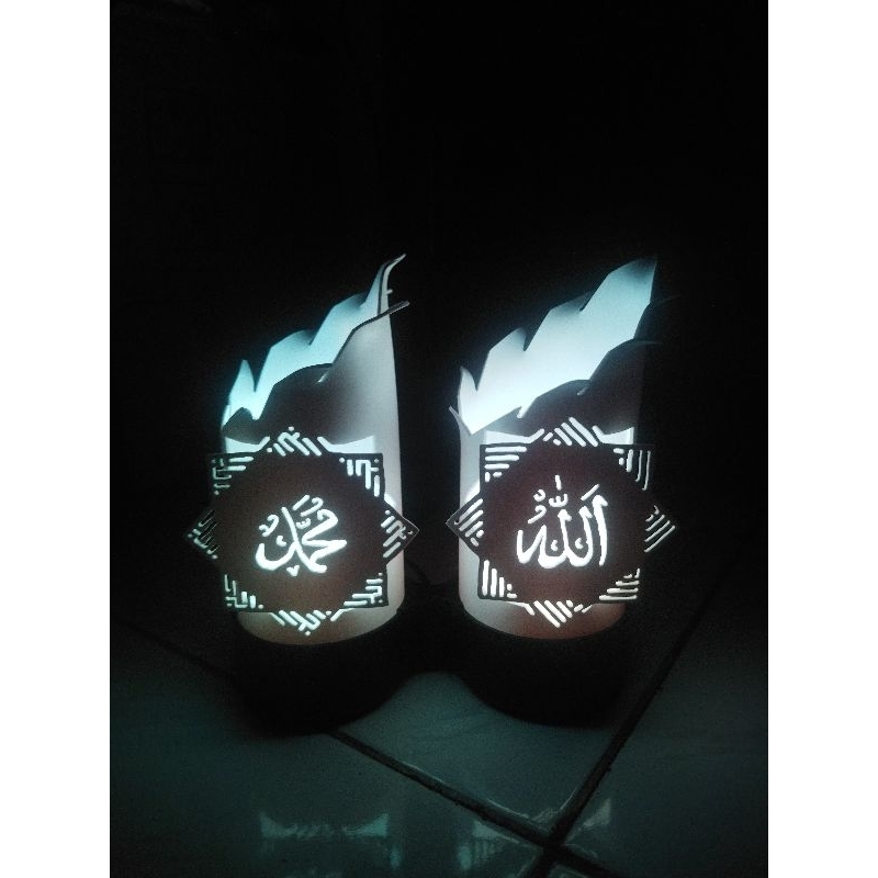 lampu malam, motif kaligrafi lafadz ALLAH MUHAMMAD