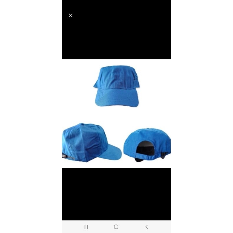 topi twill polos biru