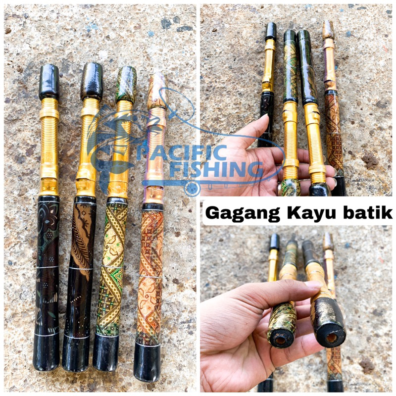 Gagang joran kayu Batik + reel seat alumunium 16 & 18