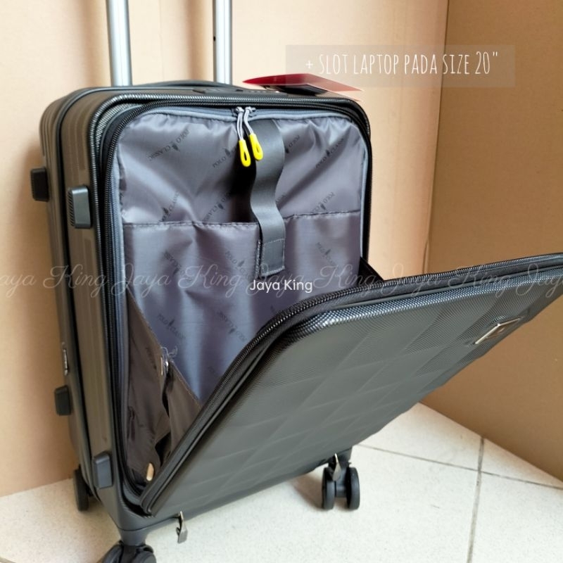 Koper Laptop Kabin Fiber 20 Inch POLO CLASSIC Expandable Resleting Anti Tusuk TSA Lock Kunci Tanam