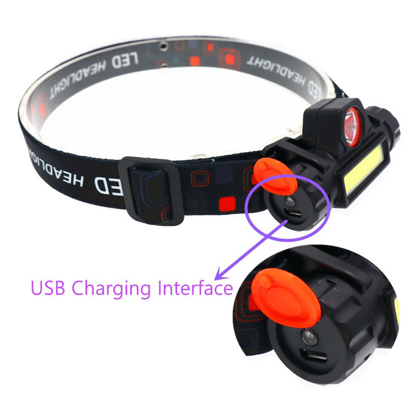 TaffLED Senter Kepala LED Headlight USB Rechargeable Q5 + COB - LE022