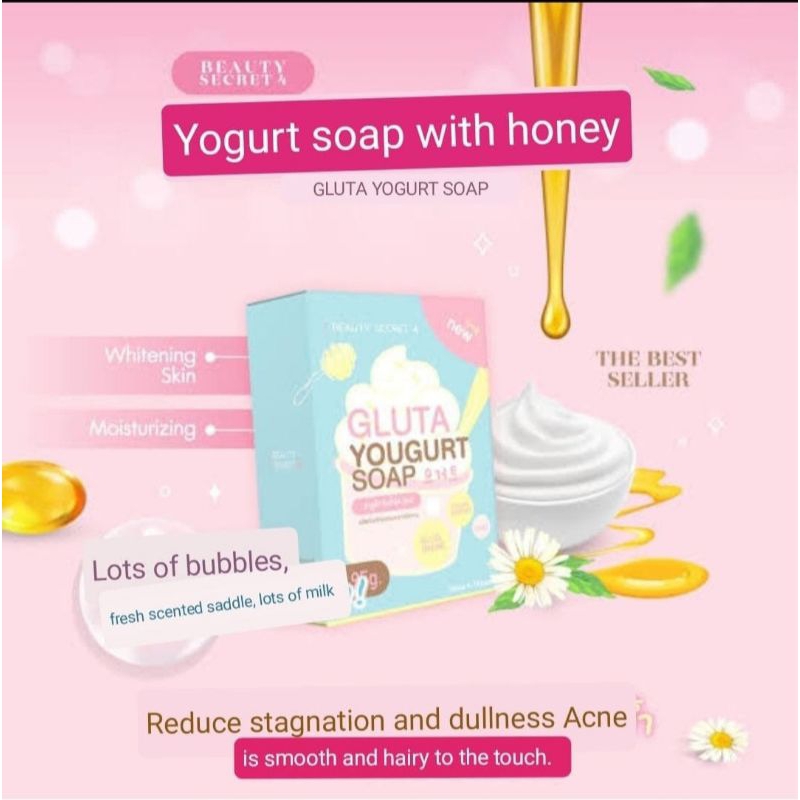 Gluta Yoghurt Soap Sabun Acne Pemutih Wajah Badan Import 100% Original