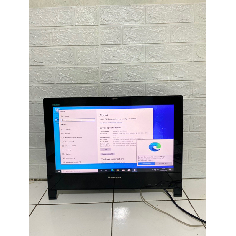 AIO PC ALL IN ONE LENOVO CORE I7-3770S RAM 8GB HDD 1TB LAYAR 22 INCH