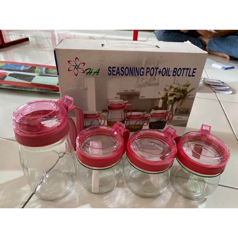 tempat minyak set bumbu/tempat minyak kaca
