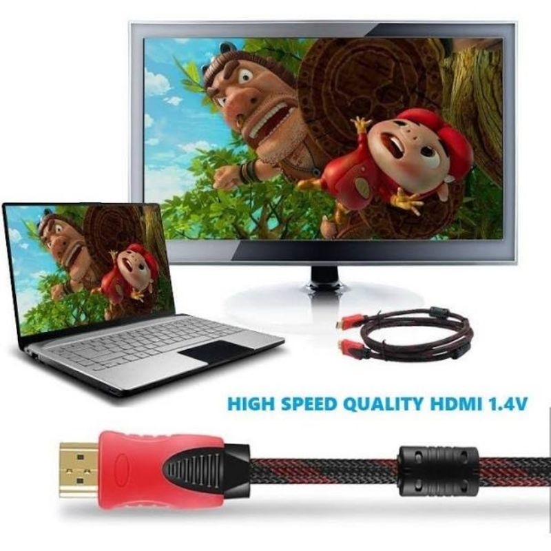 KABEL HDMI MALE TO HDMI MALE SERAT JARING 5 METER 1080P HD