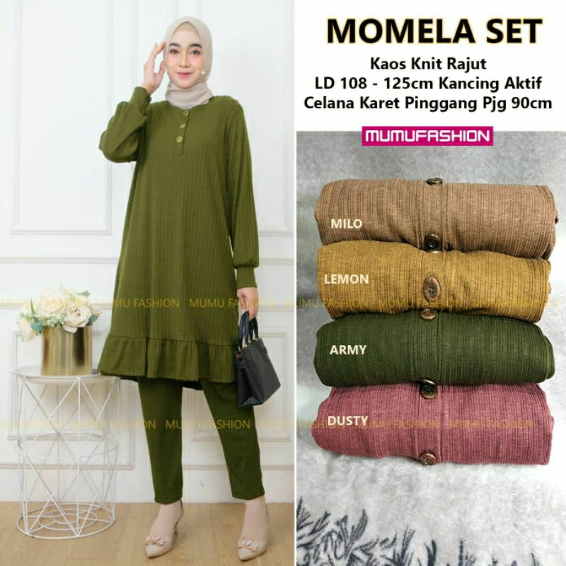 Setelan Celanan Tunik Wanita Kaos Knit MOMELA SET by Mumu Fashion Solo