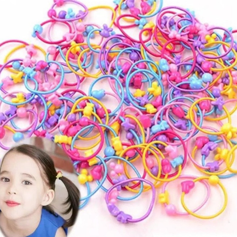 50pcs Karet Rambut Anak Colorful