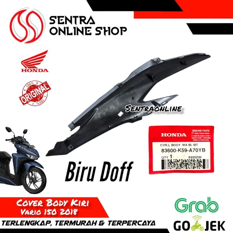 Cover L body bodi vario 150 2018 kiri biru doff dop original hgp 83600k59a70yb