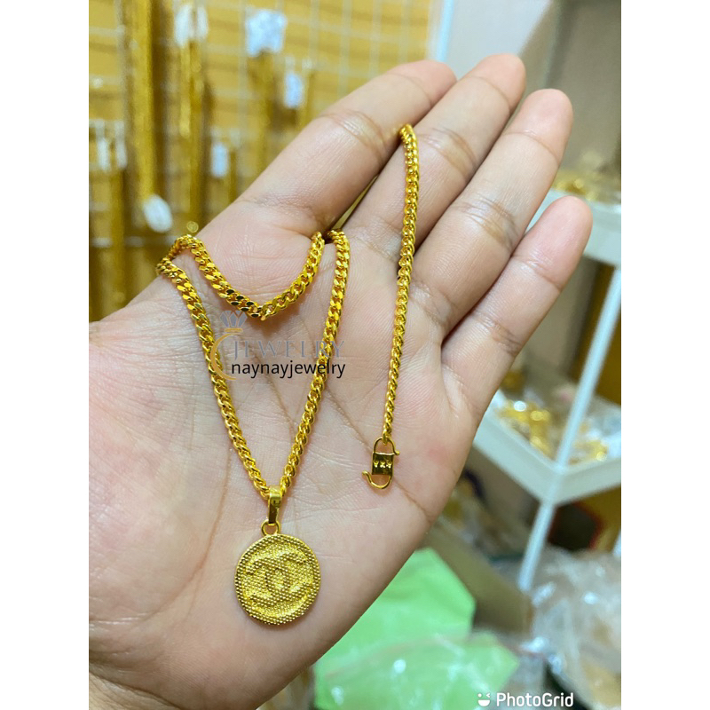 Kalung lempis cenul bulat warna 24k / 45cm