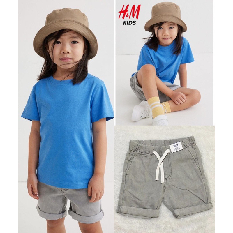 Celana pendek jeans anak laki perempuan / H****M denim pull on kids shorts for unisex (grey)