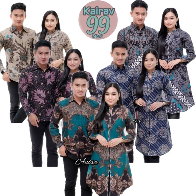 Tunik batik wanita lengan panjang baju batik couple pasangan model sleting depan busui