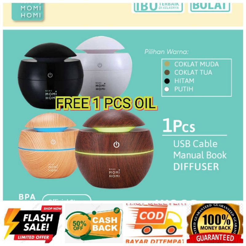 Humidifier Aroma Terapi Diffuser Bulat Free Essential oil Aroma Therapy