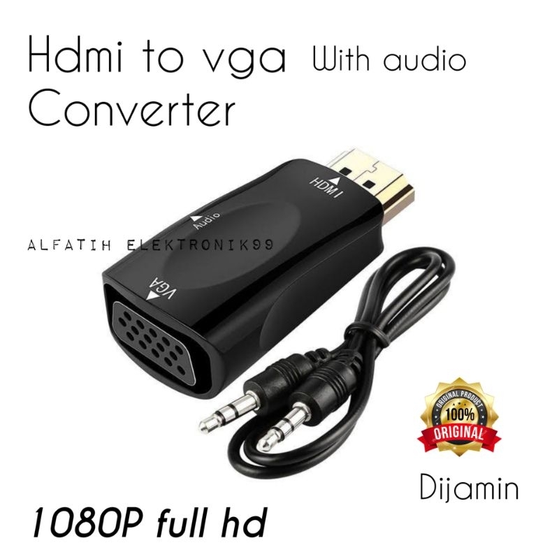 ADAPTER HDMI MALE TO VGA FEMALE WITH AUDIO 1080P FULL HD CONVERTER ADADPTER