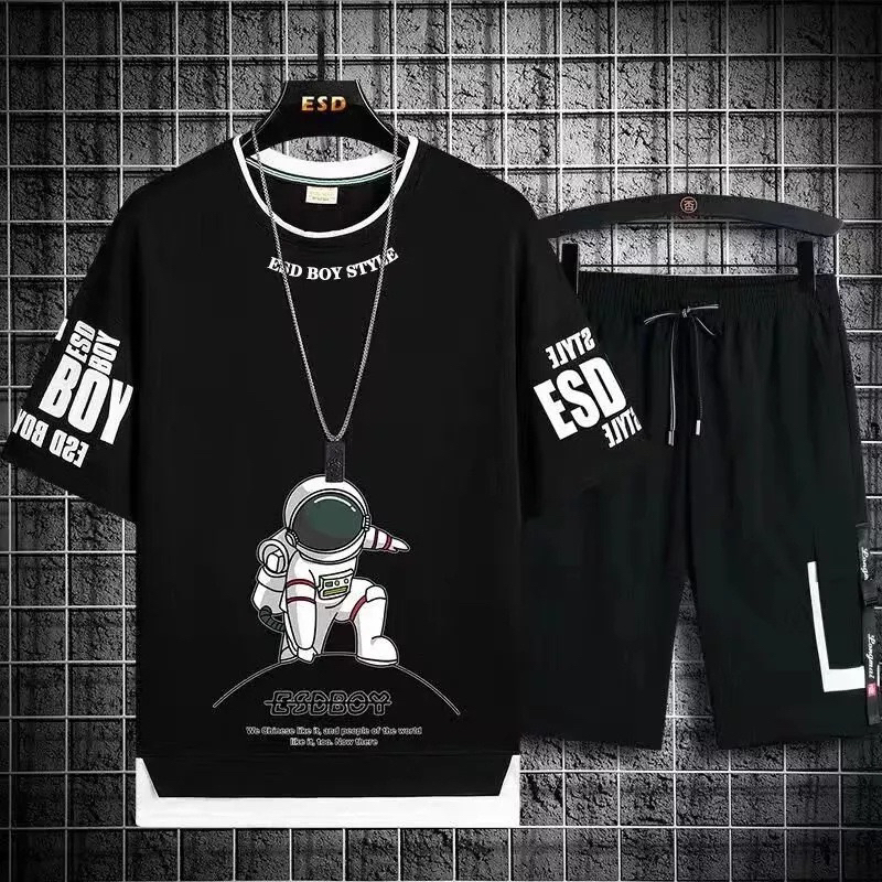 BAJU KAOS STELAN PRIA LENGAN PENDEK ESDBOY ONE SET COWOK + CELANA PENDEK