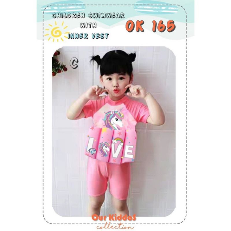 BJ363-CEWEK BAJU RENANG PELAMPUNG ANAK BALITA SWIM WEAR SET BAJU PELAMPUNG RENANG