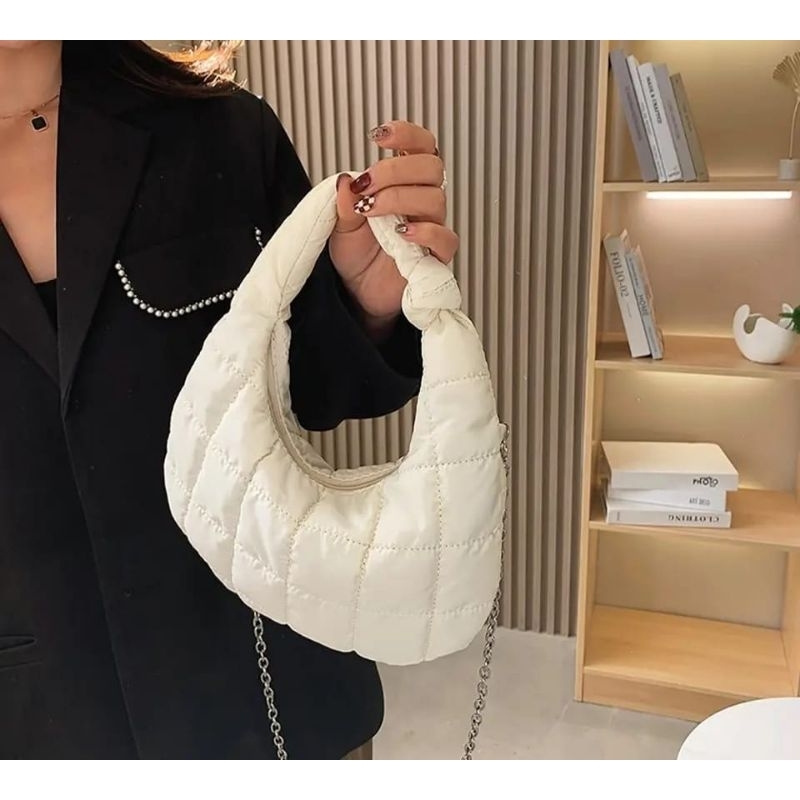 Puffy Bag FELICIA / Tas Selempang Wanita Tali Rantai / Tas Wanita Buble Import Hand Bag Tas Pesta Top Handle Tas Korea Tas Kekinian Tas Wanita Terbaru