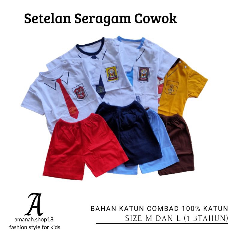 Baju Bayi Anak Cowok Setelan Seragam SD SMP SMA PRAMUKA