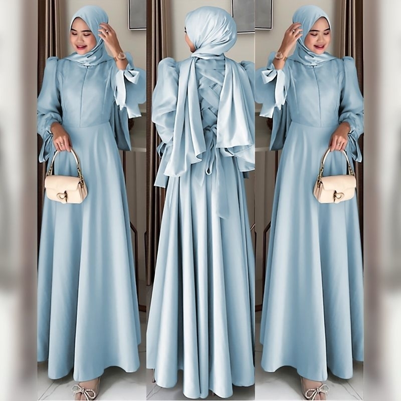 DRESS TATIANA, VELVET SATIN, GAMIS HIJAB MUSLIM, MAXY DRESS