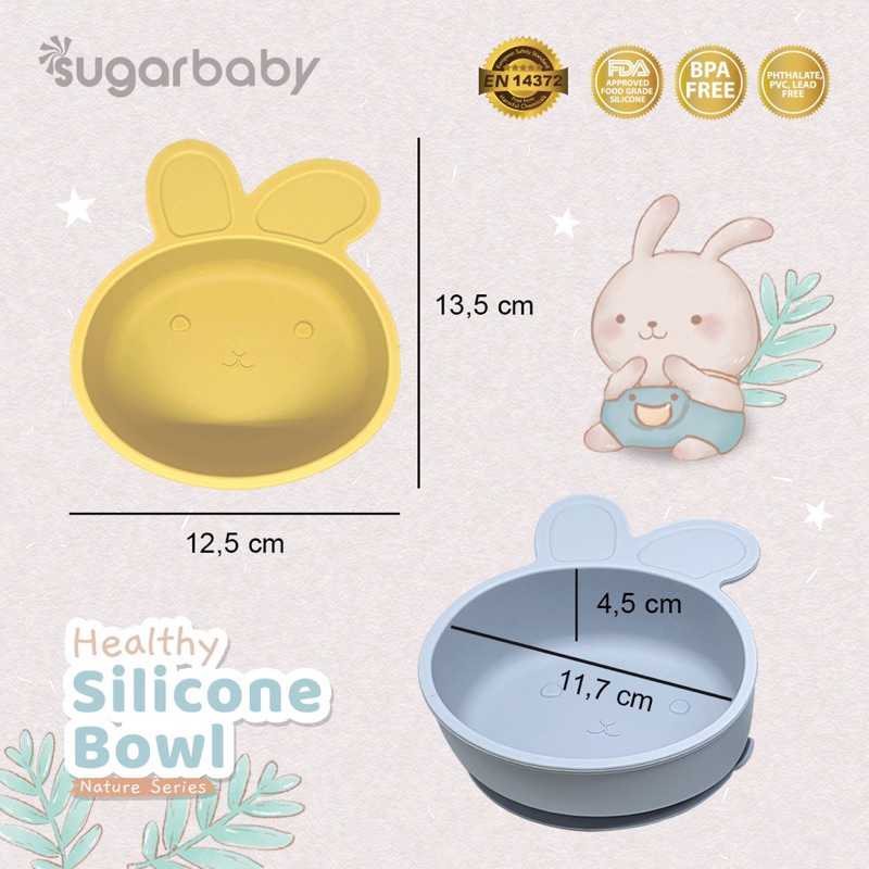 SUGAR BABY - HEALTHY SILICON BOWL - Sugarbaby Dino and bunny - Mangkok Silikon Anak Mpasi