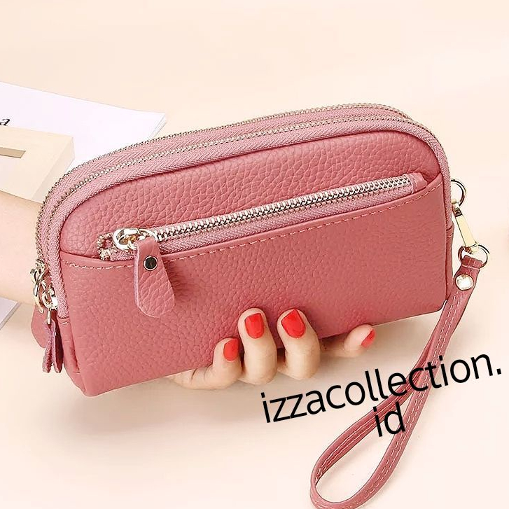 Dompet Wanita Panjang 3 Resleting / Ruang Muat Hp 7 inch dan uang Pouch import KOREA Murah Serbaguna Kosmetik Makeup Papirut viral kekinian Terbaru 2022