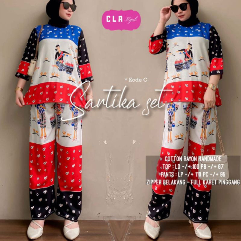 SANTIKA SET ONE SET BATIK KEKINIAN KEREN ONE SET PANJANG