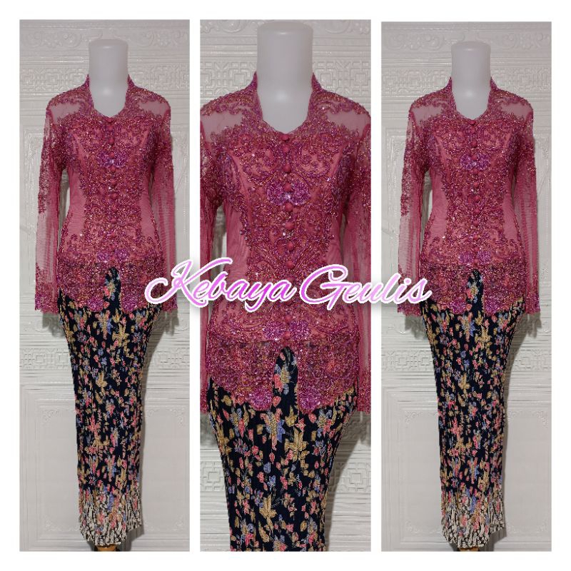 satu set kebaya pesta kebaya wisuda kerah sunda lengan panjang