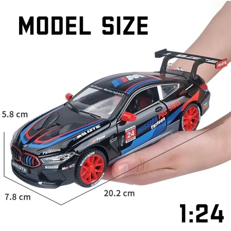 Diecast Mobil BMW M8 GLE Miniatur Die-cast Mobil Balap Sport Recing Skala 1:24