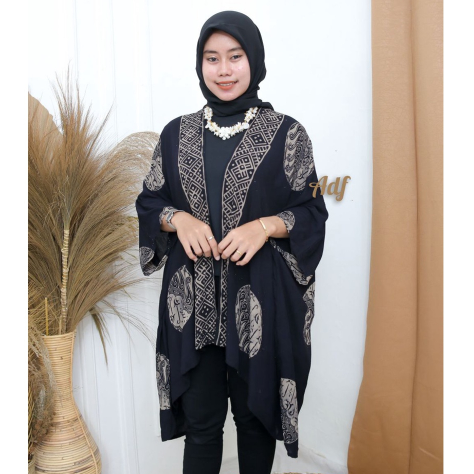 OUTER WANITA BAJU KONDANGAN KIMONO CARDIGAN BATIK ABSTRAK OUTER BATIK ABSYRAK  CARDIGAN BATIK